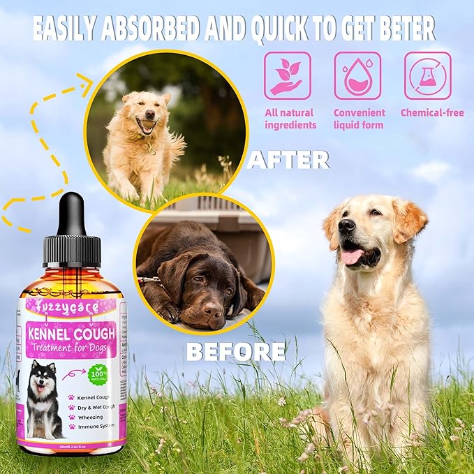 Dog Cough Treatment,Effective Kennel Cough Medicine for Dogs & Cats, Natural Kennel Cough Treatment and Allergy Relief, Herbal Drops for All Breeds & Sizes, Soothing Dog Cough Medicine