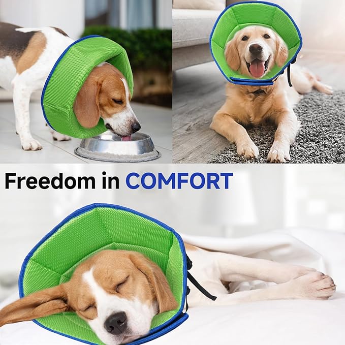 Dog Cone Collar L, Soft Cones for Large Medium Small Dogs,Adjustable Dog Cone Alternative to Stop Licking, Comfy Elizabethan Collar for After Surgery Wound Healing & Hot Spots Blue