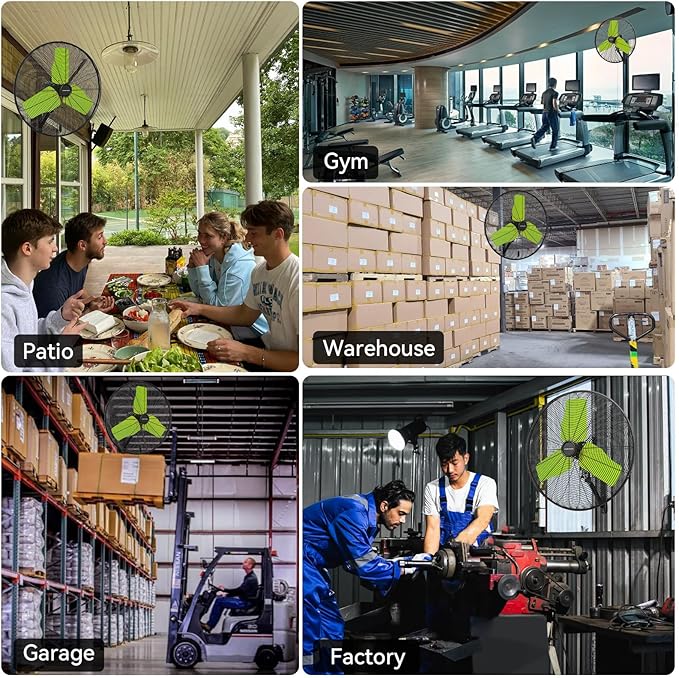 24 Inch 9500 CFM Waterproof Wall Fan Pro Series - Outdoor High Velocity Wall Mount Fan with Enclosed Motor for Residential, Warehouse, Patio, Shop, Garage, Barn UL Safety Listed