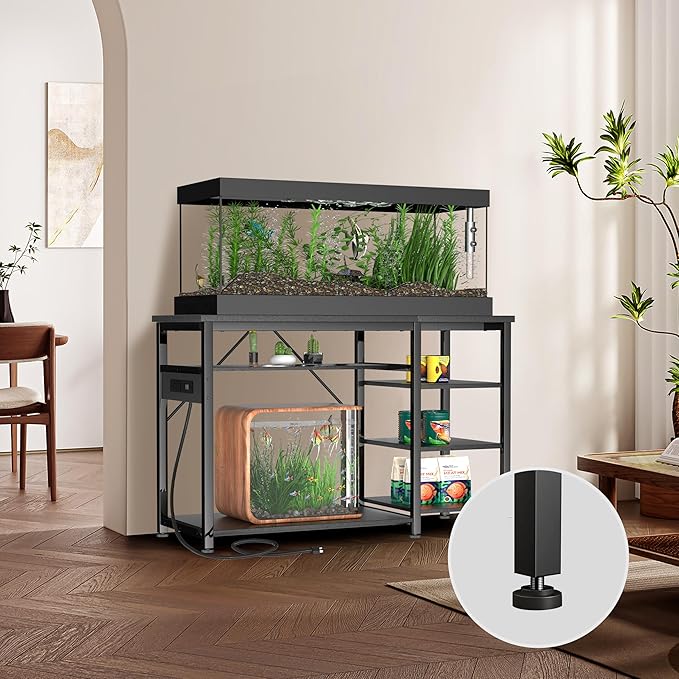 30-40 Gallon Aquarium Stand: Heavy Duty With Power Outlets and Cabinet for Tank Accessories Storage - Metal Frame, 1000LBS Capacity, Suitable for Fish & Reptile Terrariums