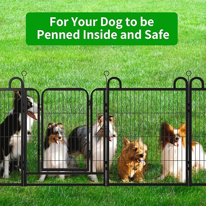 Dog Playpen Outdoor 24 Panels Heavy Duty Dog Fence 32" Height Anti-Rust with Doors Portable for RV Camping Yard, Total 54FT, 227 Sq.ft, Snowy Black