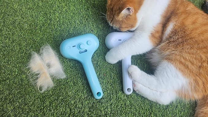 Cat Steam Brush for Shedding, Self Cleaning Cat Brush with Water Spray, 3-in-1 Design for Massage, Hair Removal, and Cleaning, Steamy Brushes for Indoor Cats and Dogs (Blue)
