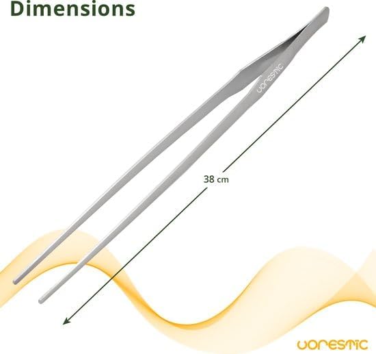 1PC Straight Aquarium Tweezers, 15" Long Tweezers for Terrarium, Stainless Steel Aquascape Tool for Planting Aquarium Plants, and Aquarium Maintenance