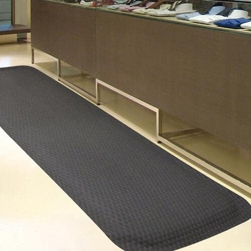 American Floor Mats Hog Heaven 5/8 inch Black & Yellow Border 3' x 12' Nitrile Backed Anti-Fatigue Comfort Mat