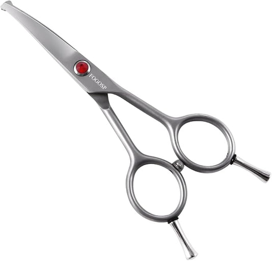 4.5" Curved Dog Scissors for Grooming Face and Paws with Safety Round Tip for Small Dogs Face Paw Ears Trimmer Professional Small Cat Grooming Shears (4.5" Curved, Gray)