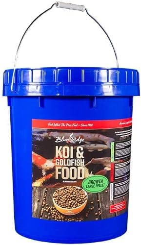 Blue Ridge Koi Fish Food 14lb - Koi Food Large 3/16" Growth Formula, Goldfish Food, Premium Fish Food for Ponds, Ponds Fish Food, Floating Pond Pellets