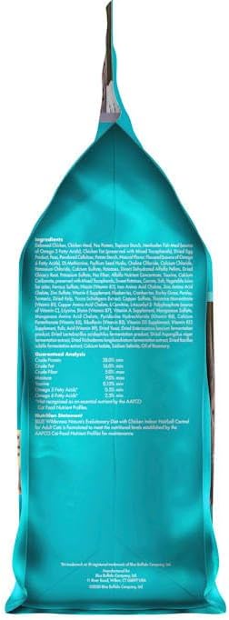 Blue Buffalo Wilderness High Protein Indoor Hairball Control Chicken Dry Cat Food for Adult Cats, Grain-Free, 5 lb. Bag