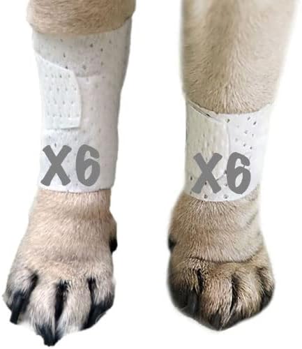Basic Leg Bandages for Dogs, Cats, Pets -First- aid Non Adhesive Fur Friendly, Soft Stretch Wound Care, hot Spots, Fungus, Adjustable Fastening Strap Value Pack (Medium 12-Pack)