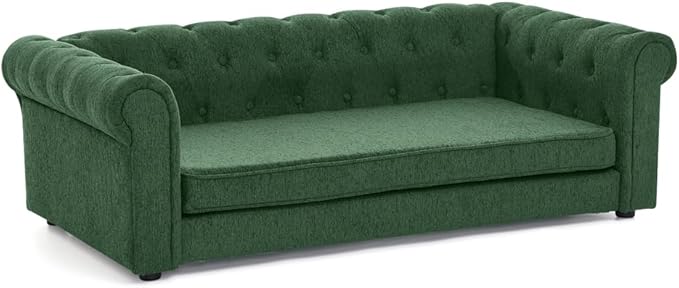 Dog Sofa Couch for Medium to Large Dogs, 55" Memory Foam Pet Sofa Couch with Washable Fabric, Durable Elevated Dog Bed with Legs, Removable Cushion for Medium and Large Dogs, Green
