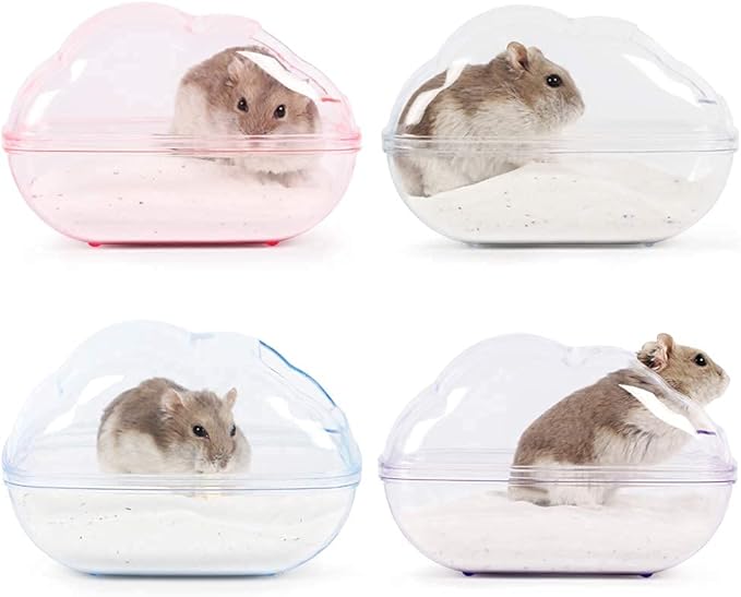 BUCATSTATE Hamster Sand Bath Container Large Hamster Toilet with Scoop Set Dust Bust Accessories for Small Animals (Transparent, Medium)