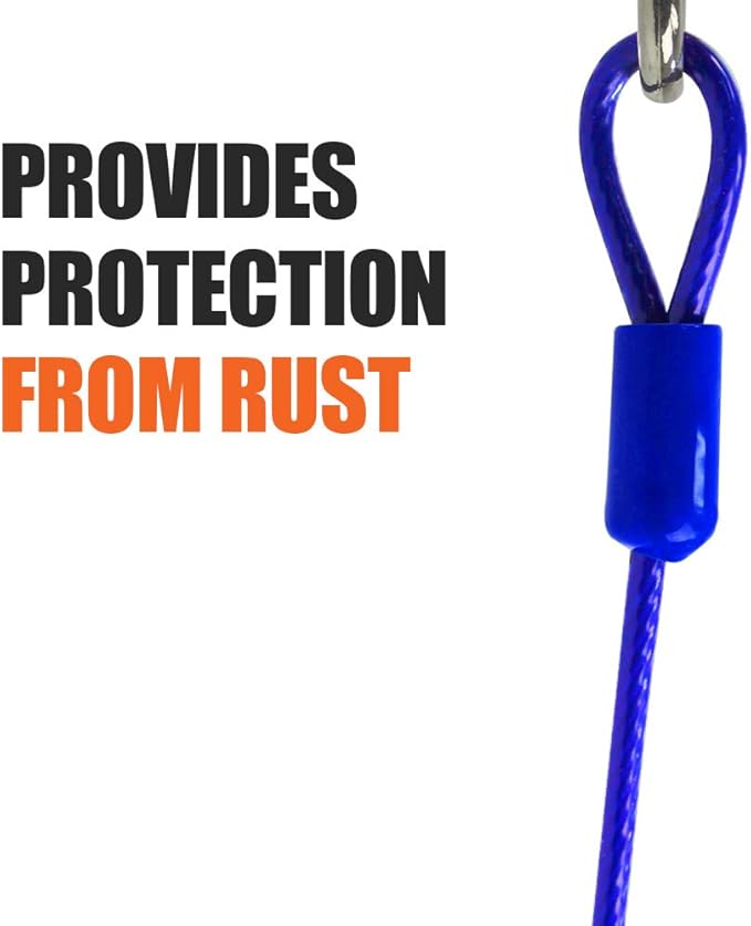 BV Dog Tie Out Cable 25 Feet - Heavy Duty Dog Lead Up to 60 Pounds - Reflective & Rust-Free with Quick Release Swivel Clips & 360° Rotating Clasp - Tangle-Free Dogs Runner for Yard (Blue, Single)