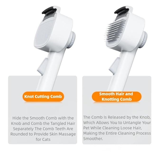 Adjustable Comb for Cats & Dogs: 2-in-1 Deshedding Brush with Hair Removal Board, Dematting Tool for Long/Short Hair - Undercoat Rake & Smooth Grooming Comb