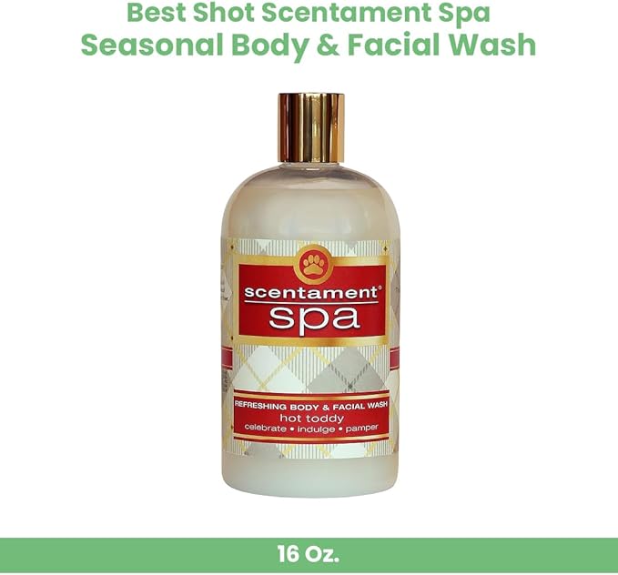 Best Shot Scentament Spa Seasonal Body and Facial Wash, Tearless Shampoo, Hypoallergenic Body Wash, Removes Tear Stains, Hot Toddy, 16 Oz.