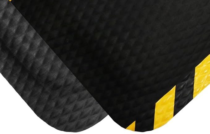 American Floor Mats Hog Heaven 5/8 inch Black & Yellow Border 4' x 8' Nitrile Backed Anti-Fatigue Comfort Mat
