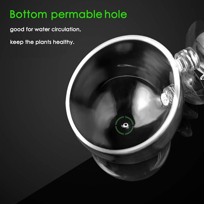 capetsma Aquarium Plant Pot, Glass Fish Tank Plants Holder Aquarium Planter, Aquarium Decoration Plants Cup with 2 Suction Cups for Fish Tank Aquarium Decor Ornament - 1 Pack…