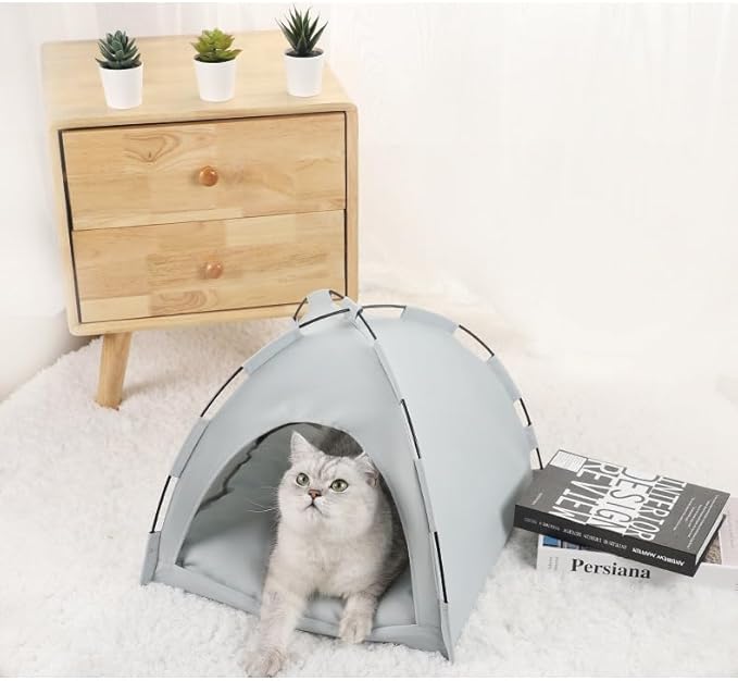 Cat Tent – Lightweight & Breathable Waterproof Shelter Designed for Indoor/Outdoor Adventures, Giving Your pet Safe Outdoor Exploration Joy. (Slate Gray, 13.8×13.8 in)