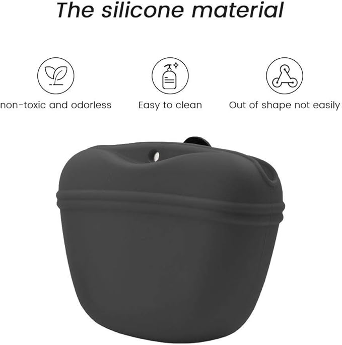 AUDWUD - Silicone Dog Treat Pouch - Clip on Portable Training Container - Convenient Magnetic Buckle Closing and Waist Clip - No BPA