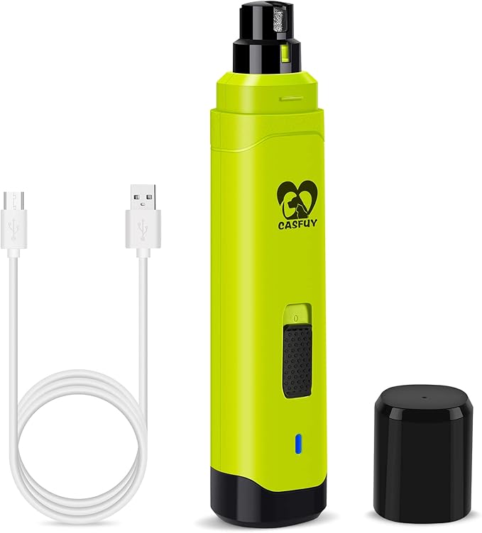Casfuy Dog Nail Grinder Upgraded - Professional 2-Speed Electric Rechargeable Pet Nail Trimmer Painless Paws Grooming & Smoothing for Small Medium Large Dogs & Cats (Green)