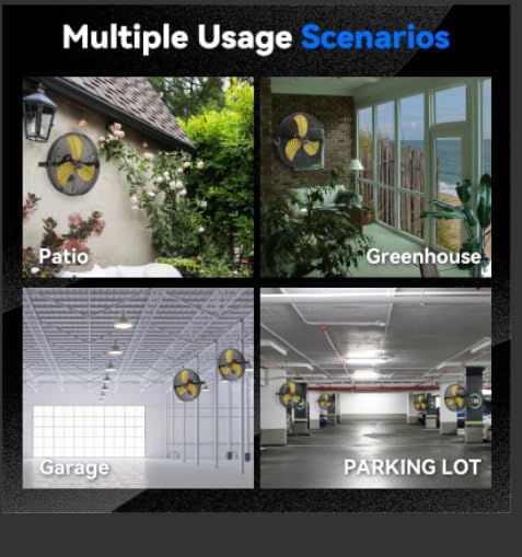 2PCS 2600 CFM 14 inch Outdoor High Velocity Wall Mounted Fan, 3-Speed Metal Fans with IP44 Enclosure Motor, Industrial Grade Weatherproof Wall Fan for Patio, Greenhouse, Garage, and Gazebo