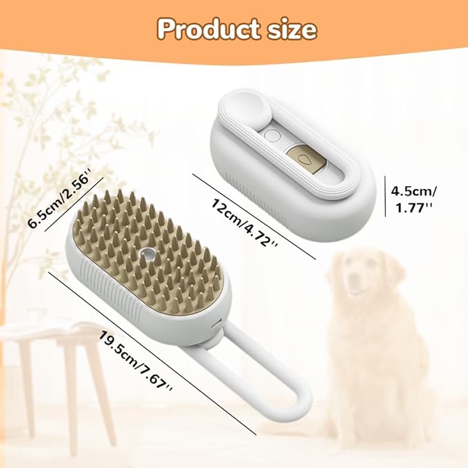 Cat Steam Brush 2025 New Pet Steam Groomer Comb, Painless Grooming Massage, 3 In 1 Water Brush for Cats Dogs (White-1)