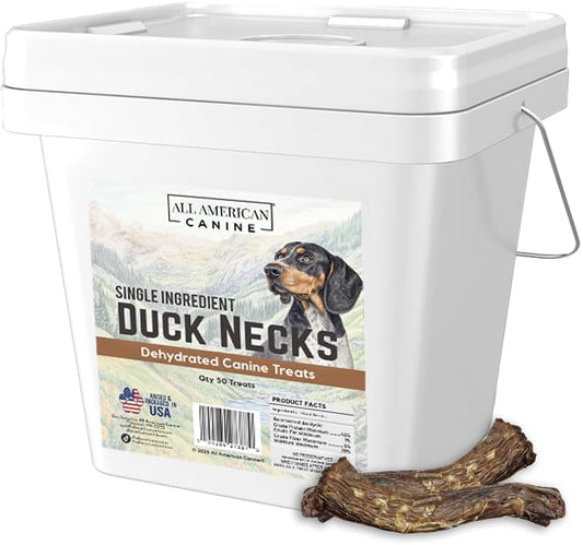 50 Natural Duck Neck Dog Treats – Single Ingredient, Dehydrated & Chewy – Low-Fat, High-Protein Training Reward – Made in USA
