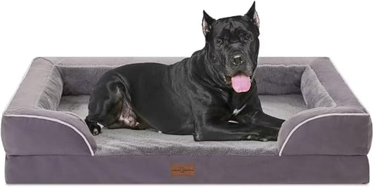 Comfort Expression XXL Waterproof Orthopedic Dog Bed for Extra Large Dogs, Orthopedic Foam Dog Beds, Washable Dogs Sofa Bed with Removable Cover & Non-Slip Bottom(XX-Large,Purple)