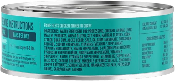A Strong Heart Canned Wet Cat Food, Prime Filets Chicken Dinner in Gravy - 5.5 oz Cans (Pack of 24), Made in The USA with Real Chicken
