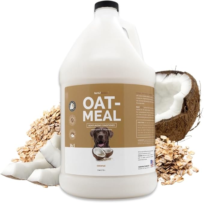 Bark2Basics Oatmeal Conditioner, Gallon - Natural Ingredients, Moisturizing, Hydrating, Crafted with Colloidal Oatmeal, Relieves Dry Itchy Irritated Skin, Coconut Fragrance