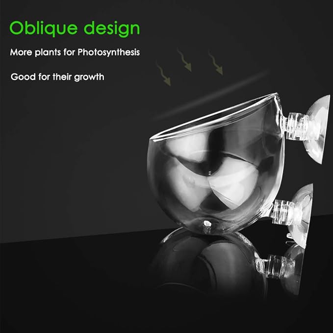capetsma Aquarium Plant Pot, Glass Fish Tank Plants Holder Aquarium Planter, Aquarium Decoration Plants Cup with 2 Suction Cups for Fish Tank Aquarium Decor Ornament - 1 Pack…
