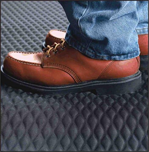 American Floor Mats Hog Heaven Premium 7/8" Black & Yellow Border 2' x 5' Nitrile Backed Anti-Fatigue Comfort Mat