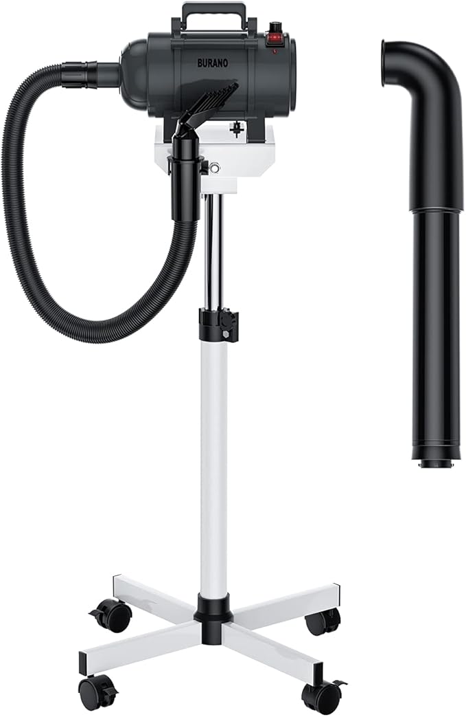 Burano High Velocity Dog Pet Stand Grooming Dog Dryer with 4.3HP Variable Dog Blow Dryer, Fluffy Dry