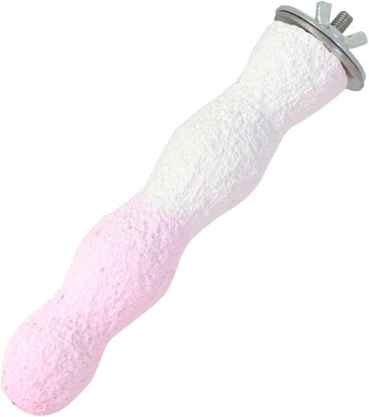 Bird Perches for Cage, Abrasive Surface High Calcium Mineral Parrot Perch Stand - Bird Nail File for Claw & Beak Health, Colorful Ceramic Bird Cage Accessories (Pink, Coral)