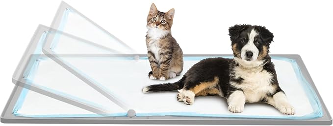 Dog Pee Pad Holder Tray, Non-Slip Puppy Pee Pad Holder, Fits Up to 35" X 24" Training Pads, High Edge Easy to Change Pee Pad Tray,Mat Fit Disposable and Washable Pee Pads