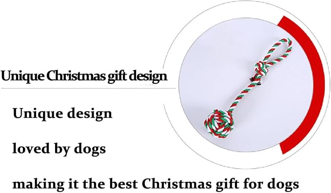 Chew Toys for Small and Medium Dogs - Teeth Cleaning, Gum Massage, Boredom Relief - Christmas Ball Rope Toy Set of 4