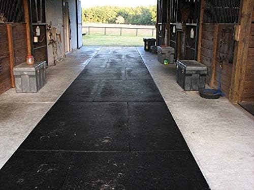 American Floor Mats - Heavy Duty Stall Tiles - Stable/Horse Tiles - Thick, Durable Rubber Flooring Solid Black 8' x 16' Set 3/4" Thick (32 Tiles Total)