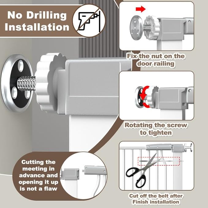 41" Extra Tall and Wide Baby Gate, 65.8-68.5'' Wide Pet Cat Gate for Doorway, Extra Wide Pressure Mounted Child Door with Expansion Kit, Metal Safe Gate, Tall Dog Gate, White