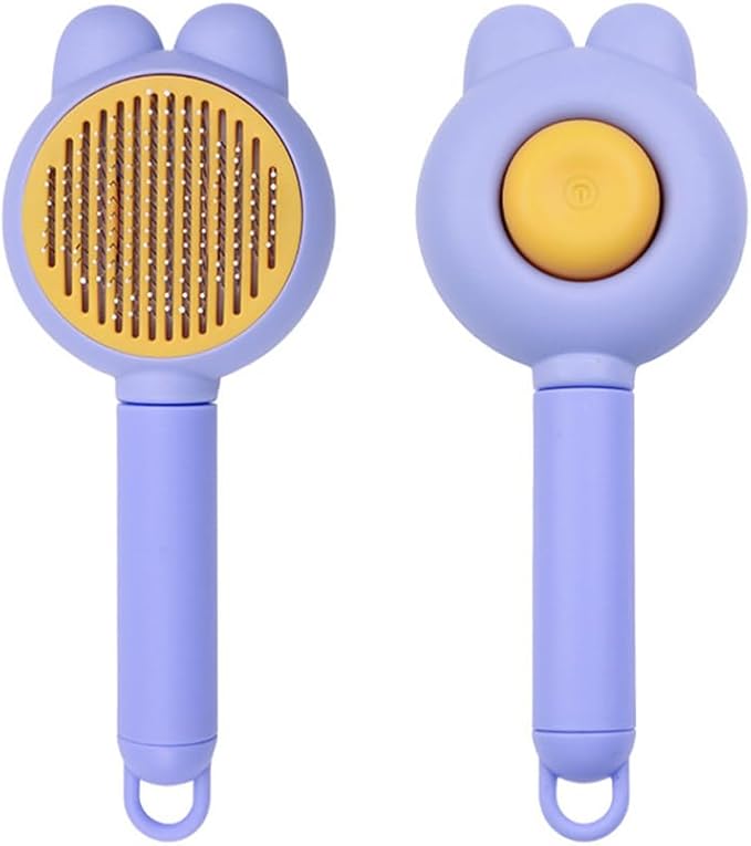 Cat Brush for Short or Long Haired Cats Dogs Rabbits, Cute Dog Brush with Release Button for Massage and Removes Loose Fur