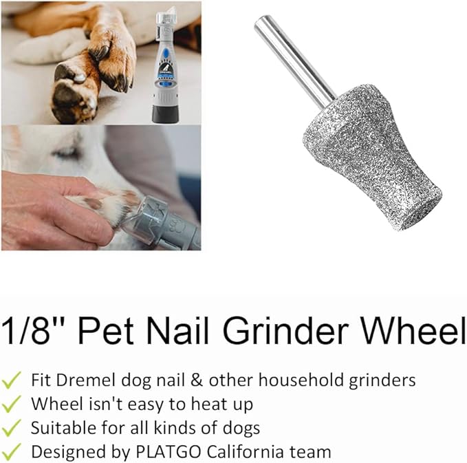 Diamond Dog Grinder for Dremel, Nail Drill Bits for Dogs & Pets Care, 1/8'' Dremel Tool