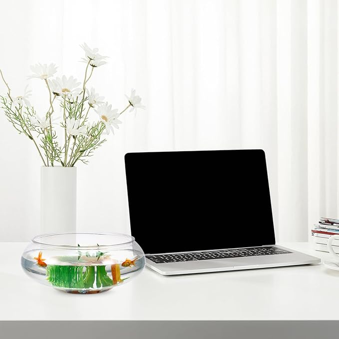 BESPORTBLE Transparent Desktop Aquarium Tank for Betta and Goldfish, 9.52x9.52x3.93 Inch Plastic Fish Bowl, 2800ml Shatterproof Fish Container for Home and Office Decor