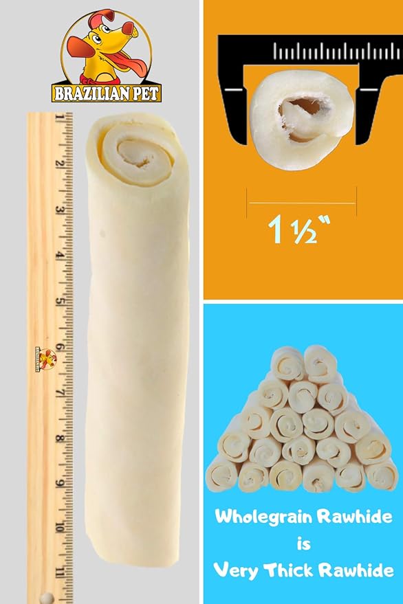 Brazilian Pet Premium Retriever Rolls 10-11 inches (10 Pack),100% Natural Dog Treat Chew. No Artificial Preservatives