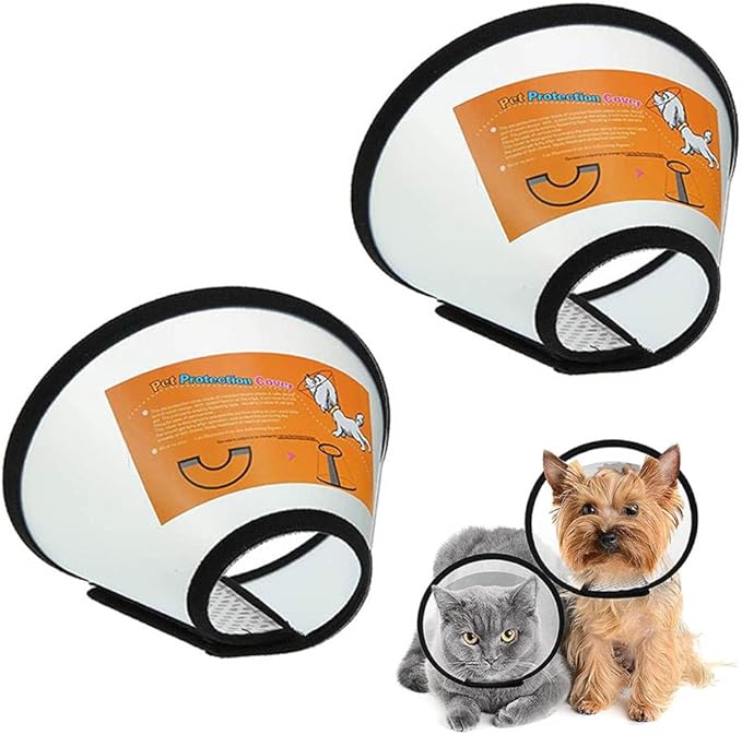 2 Pack Cat Cones to Stop Licking, Pet E Collar Pet Cone for Kitten Cones After Surgery, Cat Elizabethan Collar Puppy Head Cone Recovery Cone for Cats Kitten Puppy (Size M, 6#)