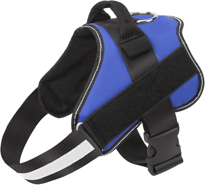 Bolux Dog Harness, No-Pull Reflective Dog Vest, Breathable Adjustable Pet Harness with Handle for Outdoor Walking - No More Pulling, Tugging or Choking (Blue, L)