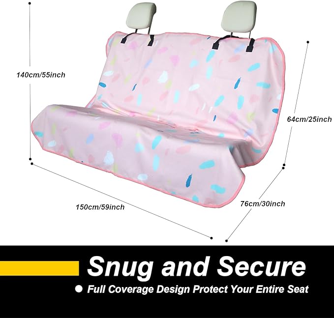 Back Seat Cover for Car Trucks Van SUV,Waterproof Rear Bench Towel Seat Covers for Dogs and Kids,Automotive Backseat Protector (Pink Marbling)