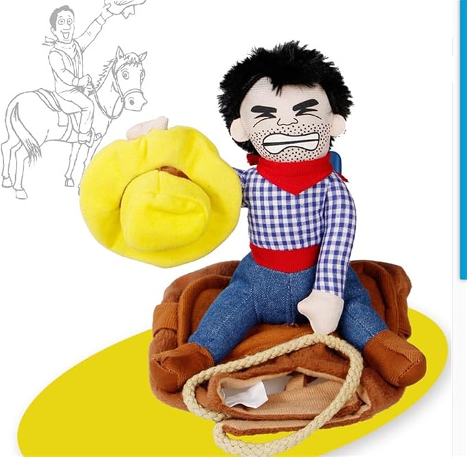 Deluxe Cowboy Rider Pet Costume - Funny Dog Halloween Outfit with Doll and Hat, Adjustable Knight Style Costume for Labs, German Shepherds, and Golden Retrievers, and More (S)
