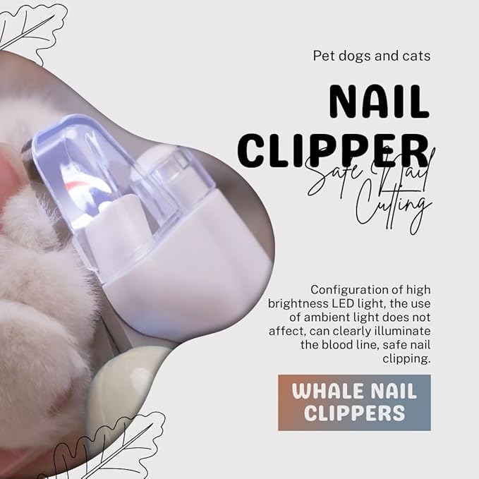 Cat Nail Clippers, Whale Shape Precision Trimming Tool, Ergonomic Non-Slip Handle, Safety Guard, Compact & Easy to Clean (Coffee)