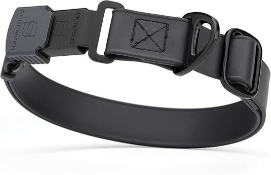 Dogline Biothane Waterproof Dog Collar with Herm Sprenger Black Stainless Steel Quick Release Buckle – Heavy Duty Tactical Durable Collar for Dogs – Comfortable and Safe Pet Collar W3/4" L12-19 Black