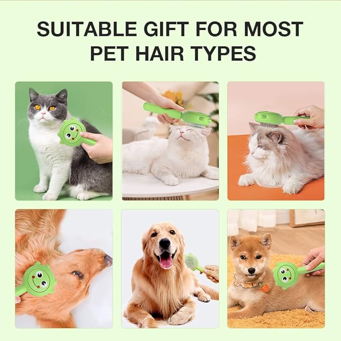 Dog Brush for Short or Long Haired Dogs, Frog Shape Dog Brush with Release Button, Dog Hair Brush Dog Grooming Deshedding Brush for Dog Kitten Rabbit Massage Removes Loose Fur