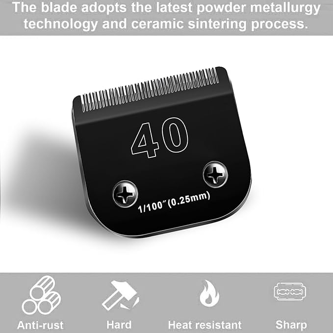3PACK 40 Blades Dog Grooming Blades Compatible with Ainds/Oster A5/Wahl KM-10 Series Dog Clippers,Detachable Clipper Replacement Blade，Black