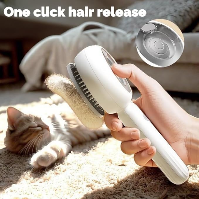 Cat steam brush for indoor cats features blue light technology,combining a dog steam brushes,ideal for the pets steam brushes for dogs and cats,and pet spray hair removal comb user BROWN