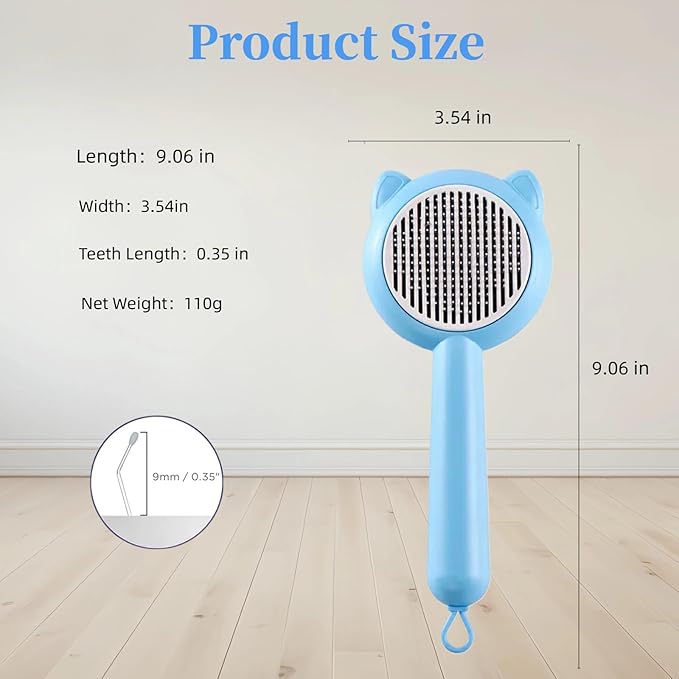 Cat Brush for Shedding，Pet Grooming Tool for Dogs，Cat Hair Brush with Self Cleaning Button for Deshedding, Easy to Removes Loose Fur